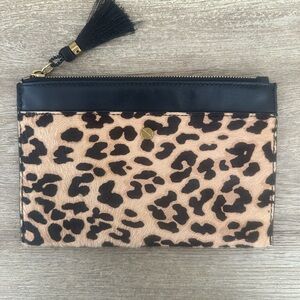 J. Crew Leopard Print Clutch with Black Trim